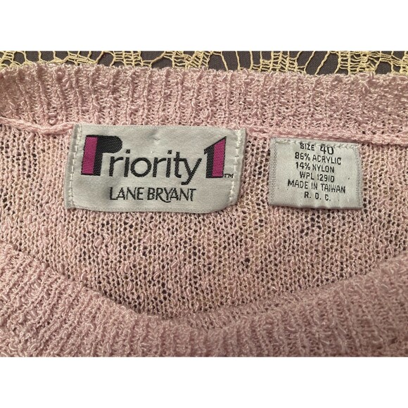Vintage 80s Knit Blouse Lane Bryant Priority 1 1980s Lilac New Wave Size Large - Picture 5 of 6